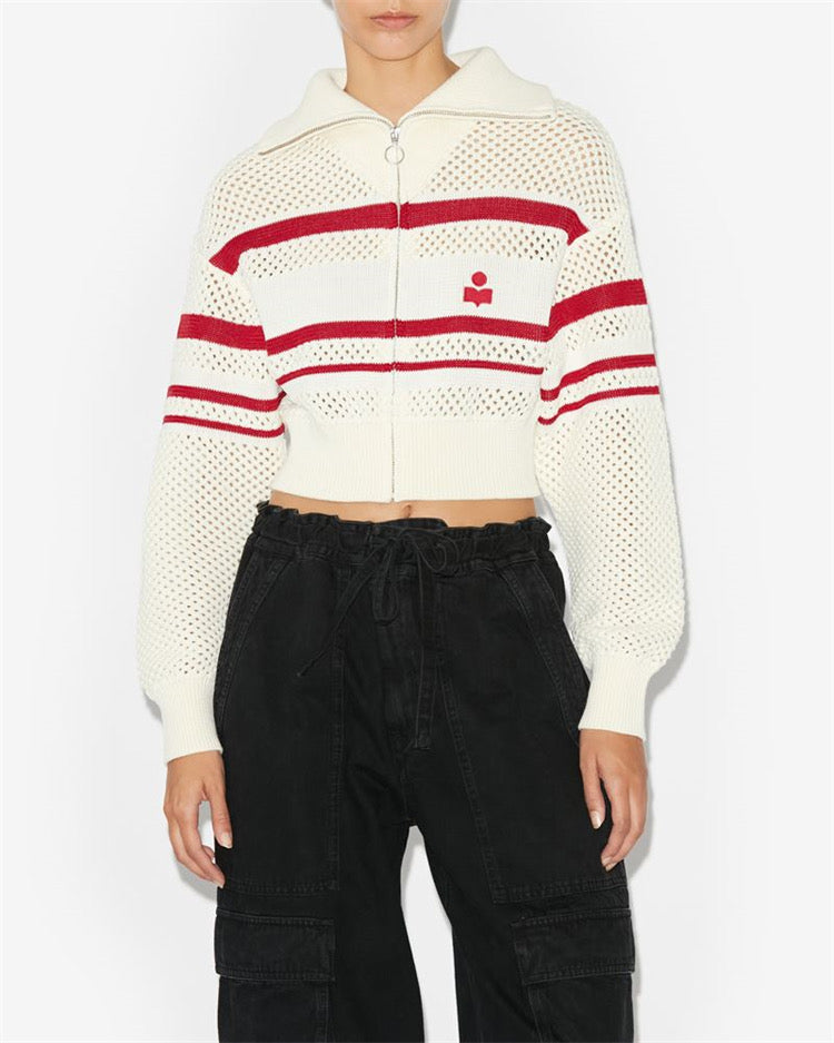 IM Alec Open-Knit Zip Cardigan