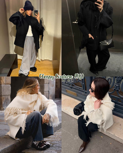 Tot Fringed Wool-Blend Scarf Jacket