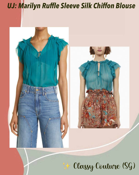 UJ Marilyn Ruffle Silk Chiffon Blouse