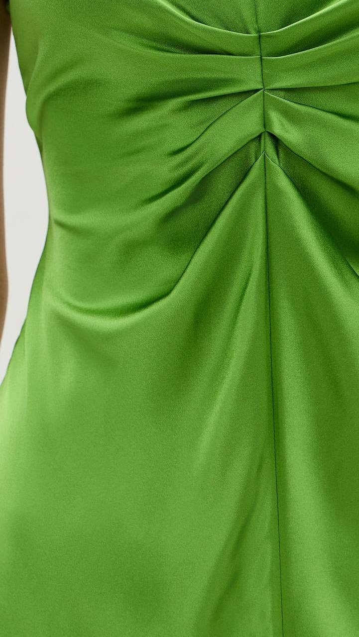 LM Stella Silk Satin Ruched Midi Dress