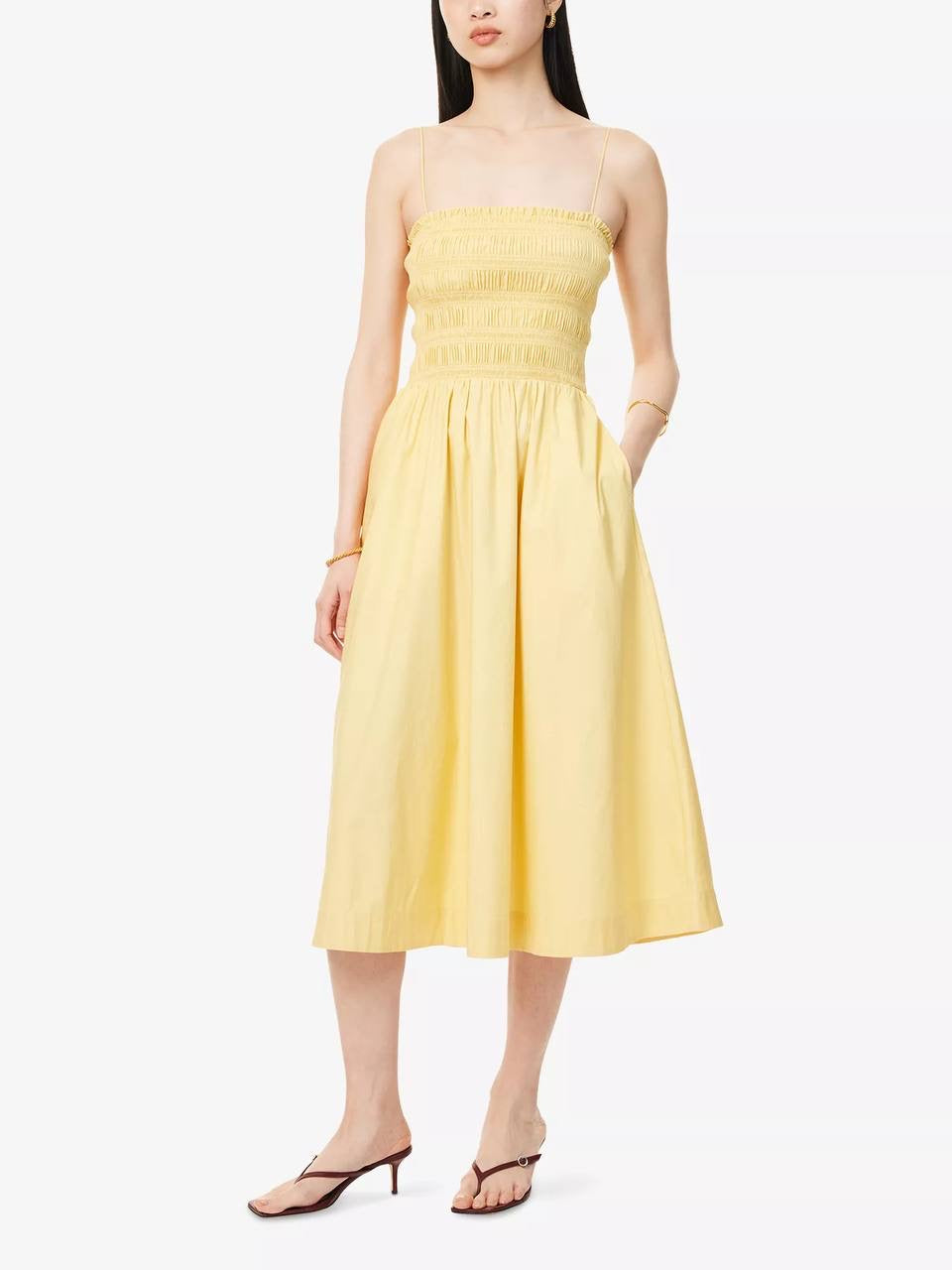 Ref Kerrie Smocked Cotton Midi Dress