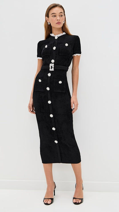 SP Black Chenille Knit Midi Dress
