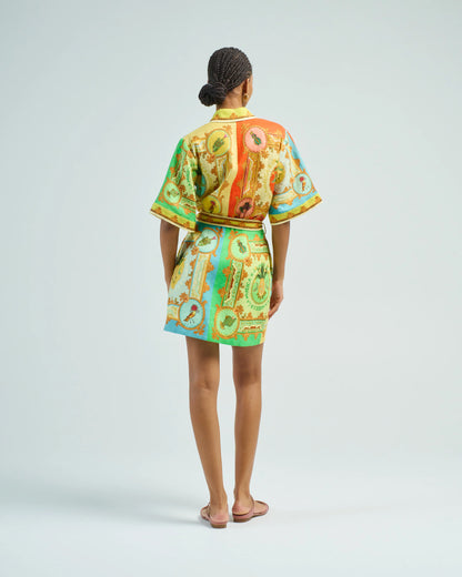 ALM La Musica Belted Linen Mini Dress Shirtdress
