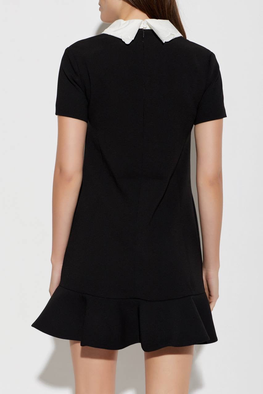 SP Black Crepe Lace Bib Mini Dress