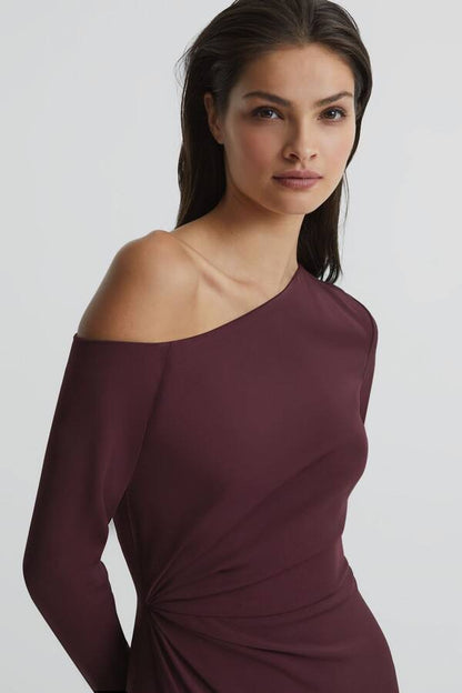 RS Nadia Off-Shoulder Drape Stretch-viscose Midi Dress
