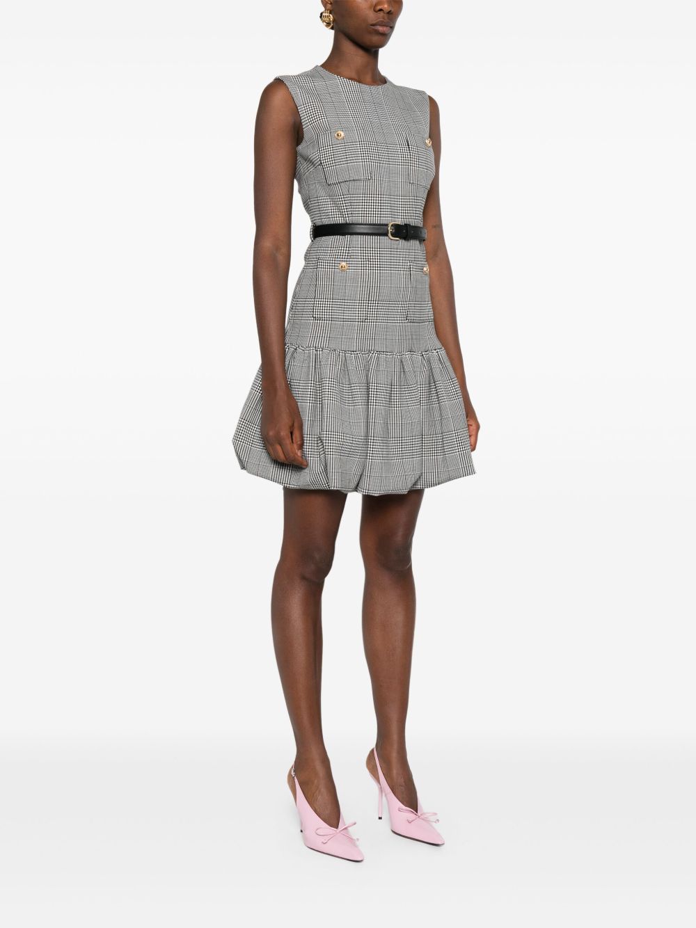 SP Prince of Wales Check Houndstooth Bubble Skirt Mini Dress