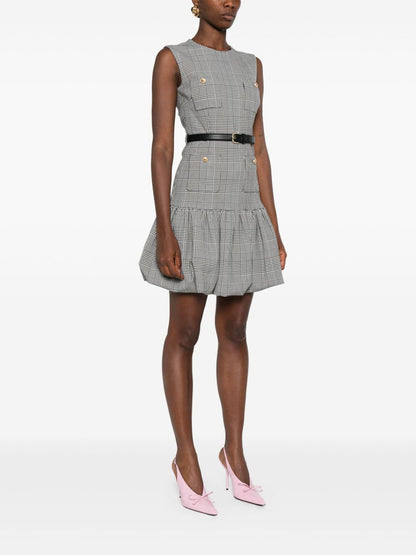 SP Prince of Wales Check Houndstooth Bubble Skirt Mini Dress