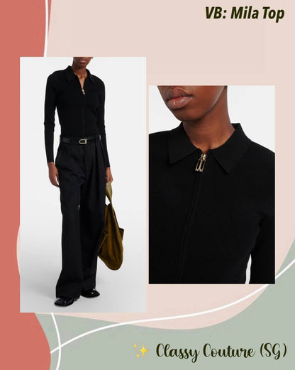 VB Mila Stretch-viscose blend Zipped Cardigan Top
