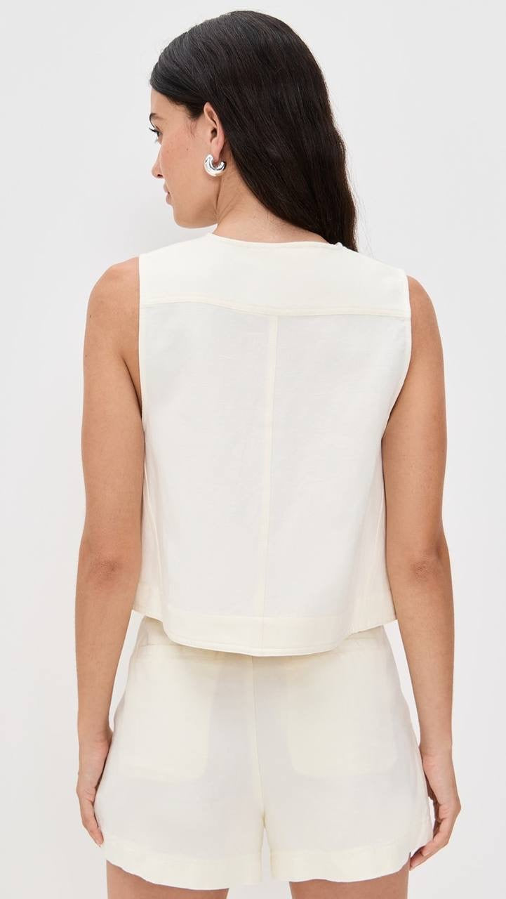 AA Godet Cotton-linen Sleeveless Tank Top