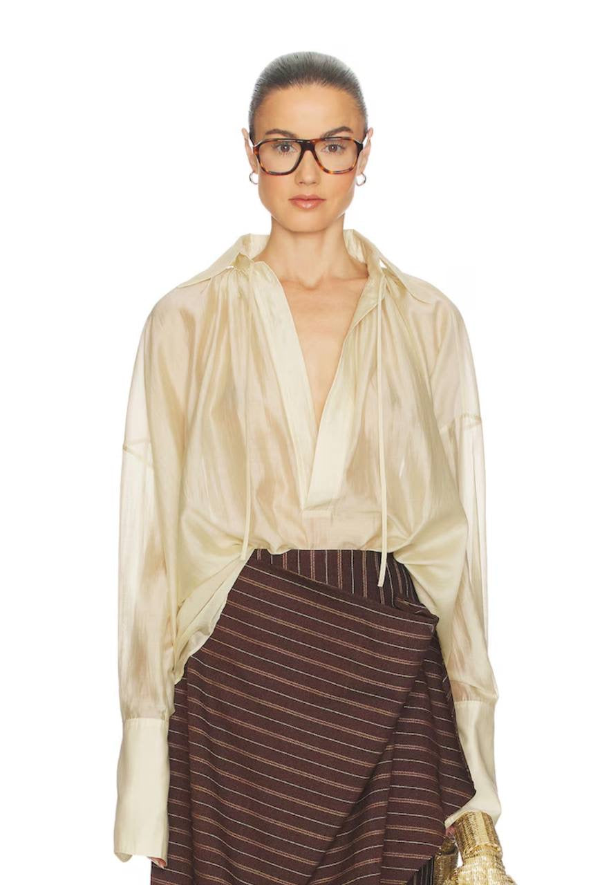 HS The Poet Sheer Lyocell-blend Blouse Top in Celadon