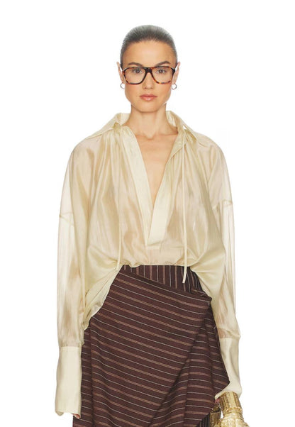 HS The Poet Sheer Lyocell-blend Blouse Top in Celadon