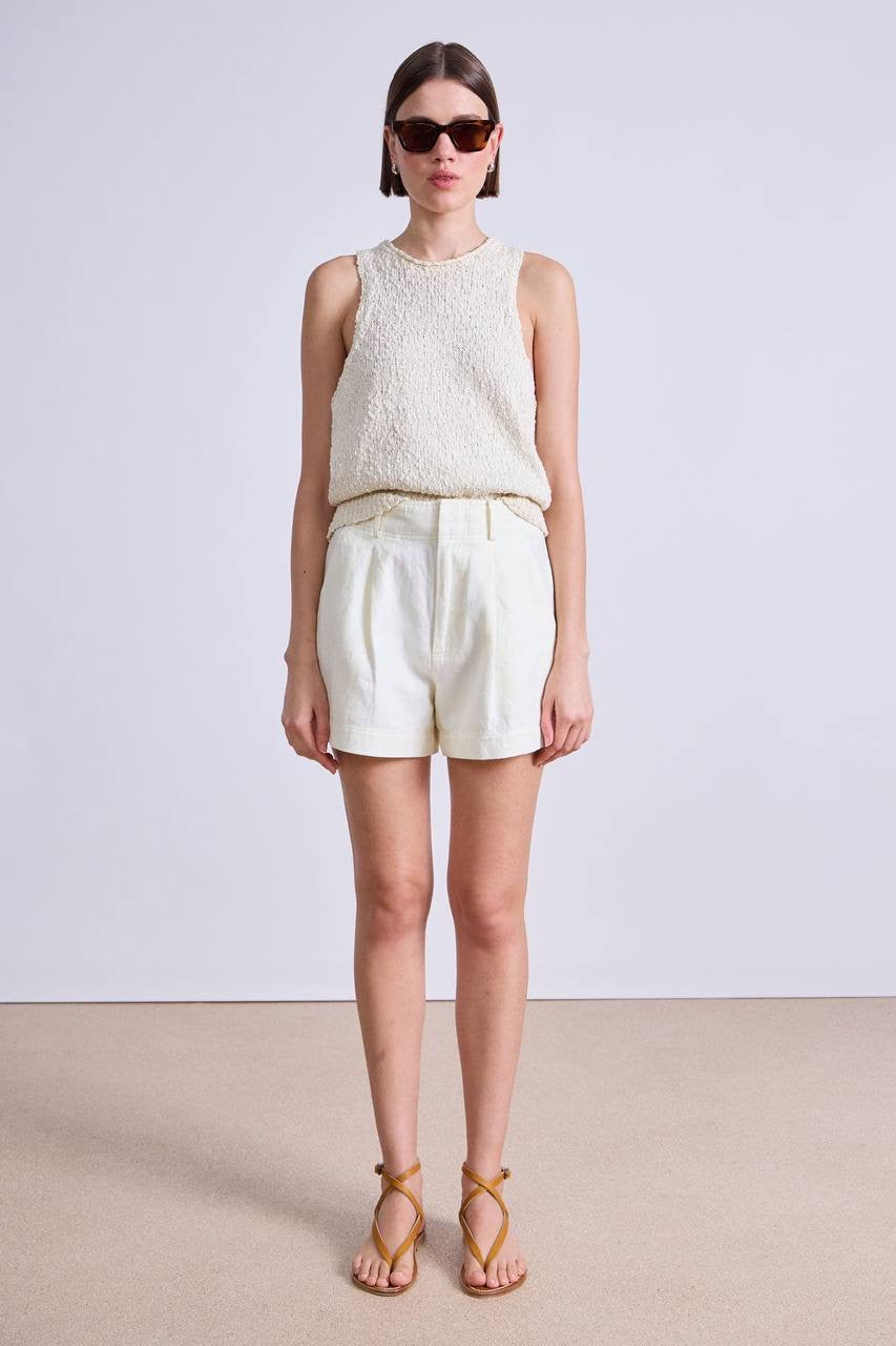 AA Godet Sleeveless Tank Top | Bari Shorts | Linen-Cotton Set