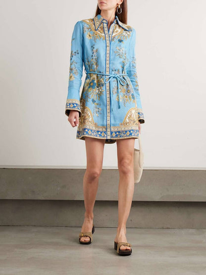 ALM Cassie Floral Linen Mini Dress