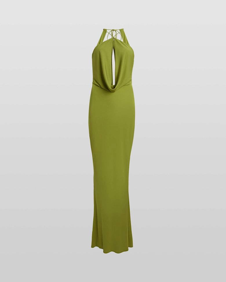 RB Giovanna FSC Viscose Jersey Halter Plunge Backless Maxi Dress