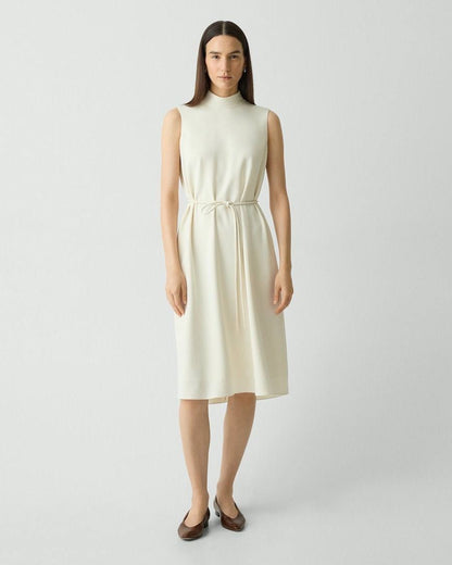 TH Cascade Sleeveless Belted Midi Dress in Admiral Crepe
