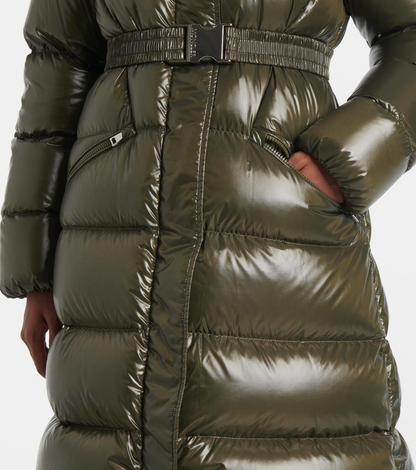 MC Bellevue Hooded Long Belted Down Jacket