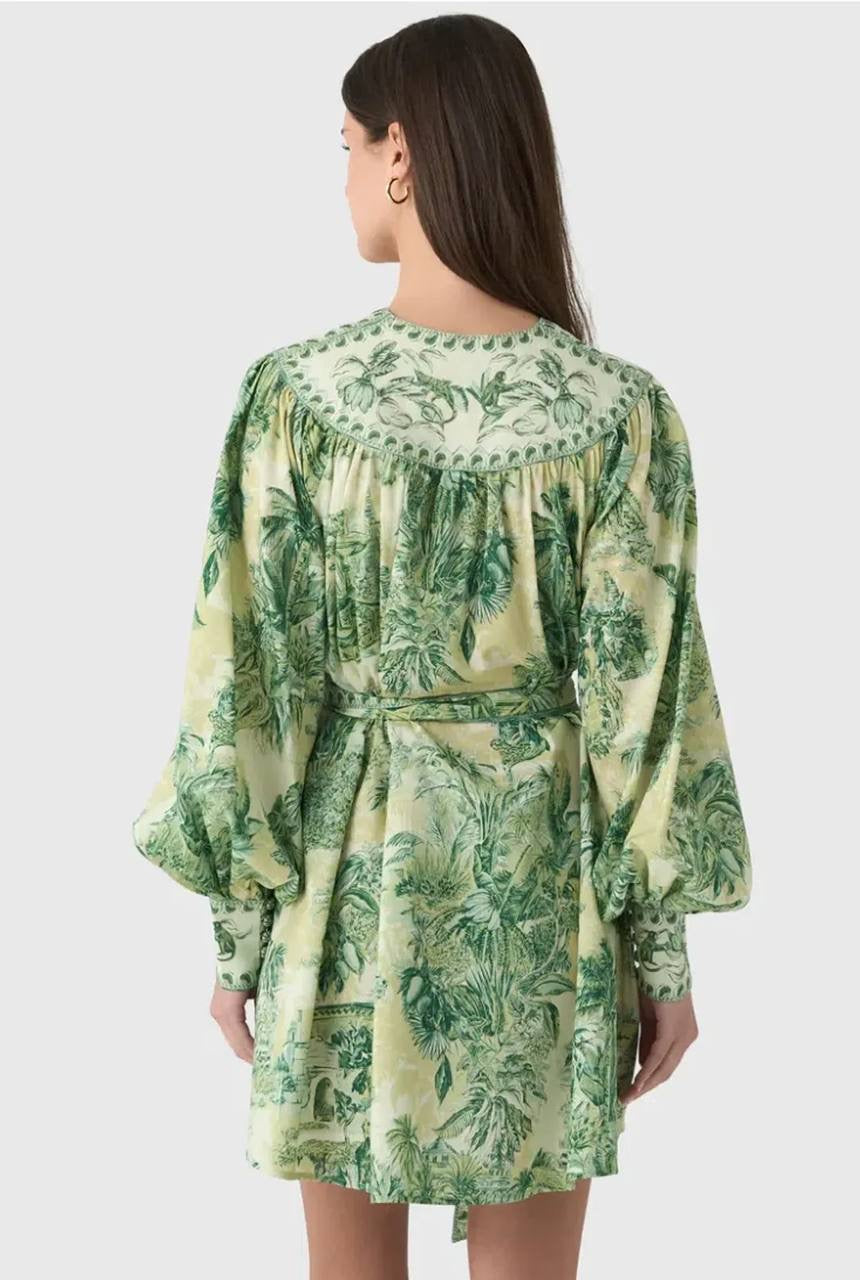 ALM Sara Cotton-Silk Blouson Sleeve Mini Dress