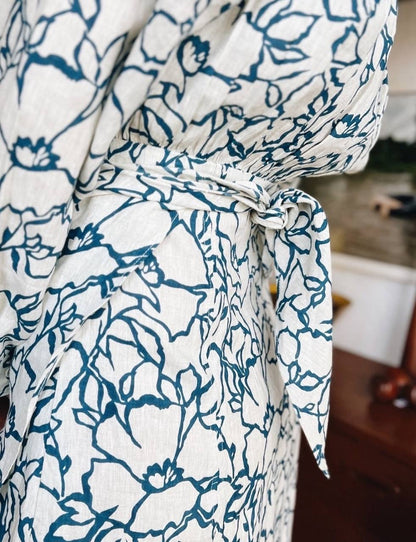 AA Alessandra Sarong Linen Midi Dress Shirtdress