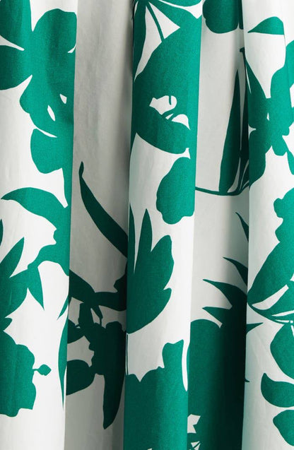 MM Idoneo Tropical Print Pleated Cotton Midi Skirt
