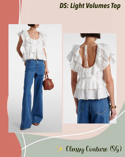 DS Light Volumes Ruffle Cotton Backless Top
