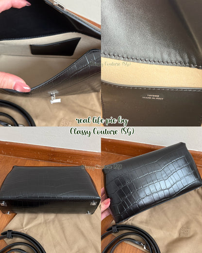 Tot T-Lock crocodile-effect leather clutch bag