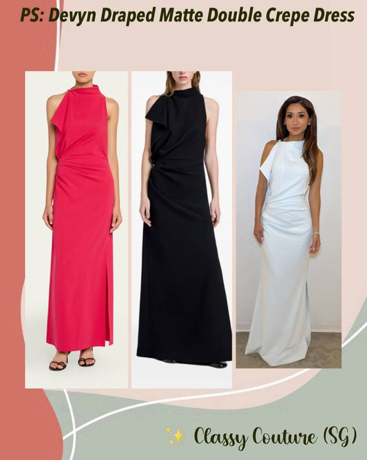 PS Devyn Draped Matte Double Crepe Maxi Dress Gown