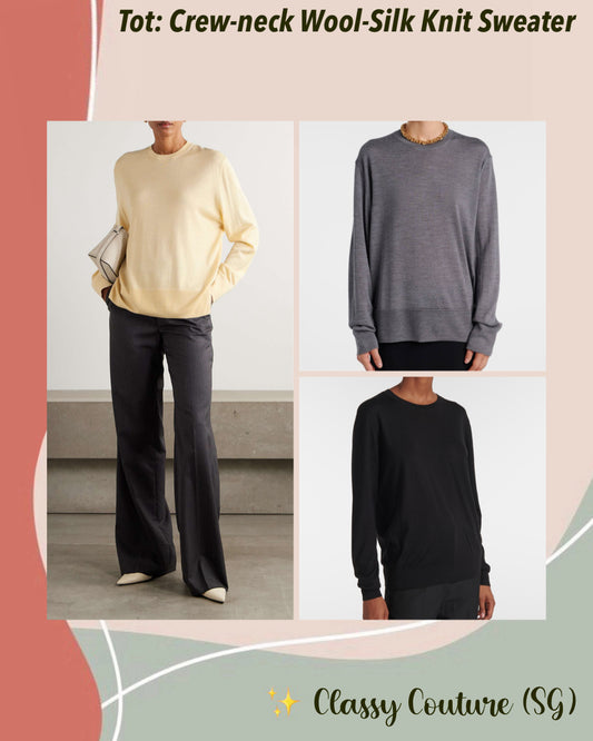 Tot Crew-neck Wool-Silk Fine Knit Sweater Pullover