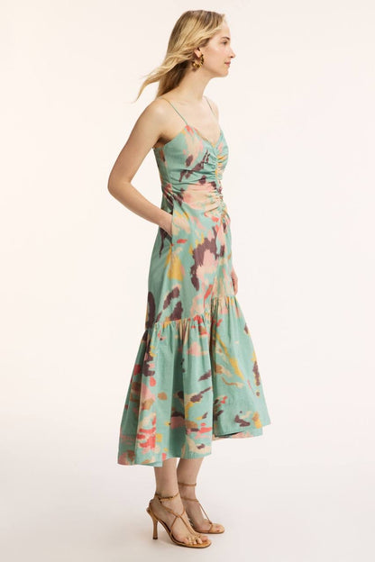 2 Colors! ALC Lindsey Ruched Cotton-Blend Midi Dress
