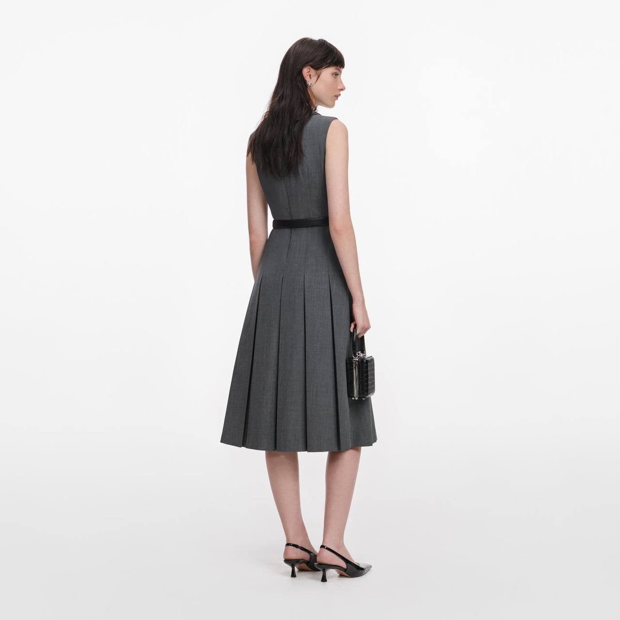 SP Grey Tailored Pleated Midi Dress