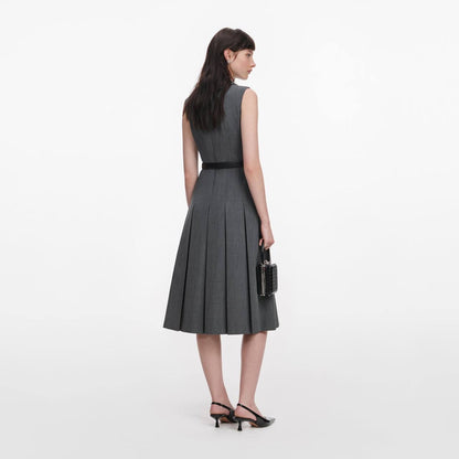 SP Grey Tailored Pleated Midi Dress