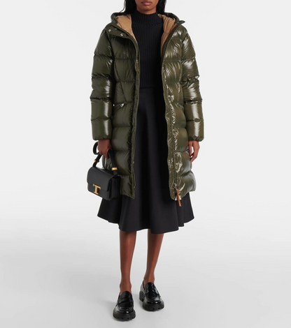 MC Bellevue Hooded Long Belted Down Jacket