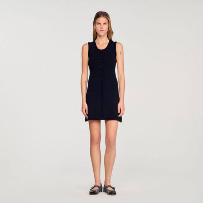 SD Black Rib Knit Cropped Cardigan | Mini Dress | Set