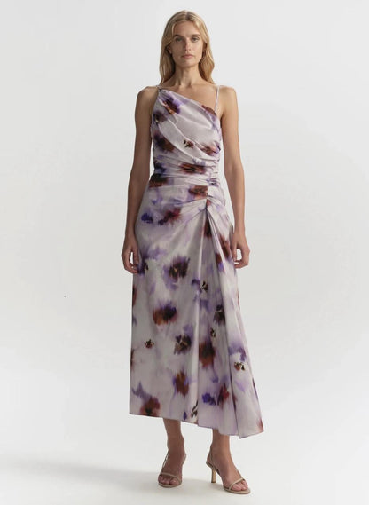 ALC Juno One Shoulder Tie Dye Cotton Midi Dress