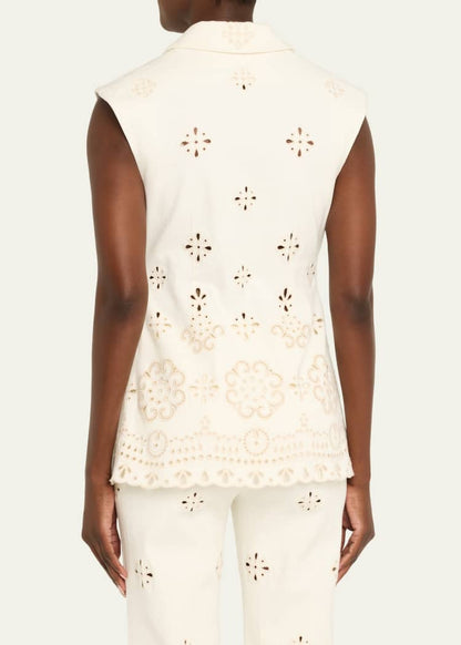 VB Townes Eyelet Vest | Komi Pants | Embroidered Stretch-cotton Twill Set