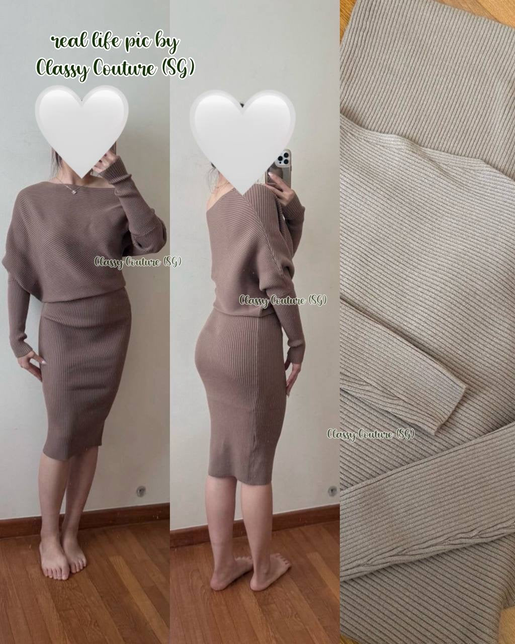 RS Lara Off-The-Shoulder Viscose-blend Ribbed Midi Dress