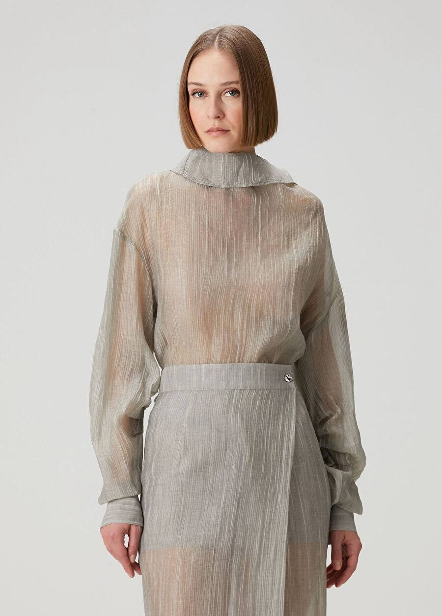 TG Delfi Sheer Grey Blouse | Skirt