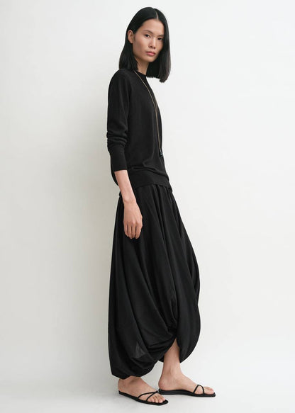 Tot Cocoon Lyocell-Cotton Draped Maxi Skirt