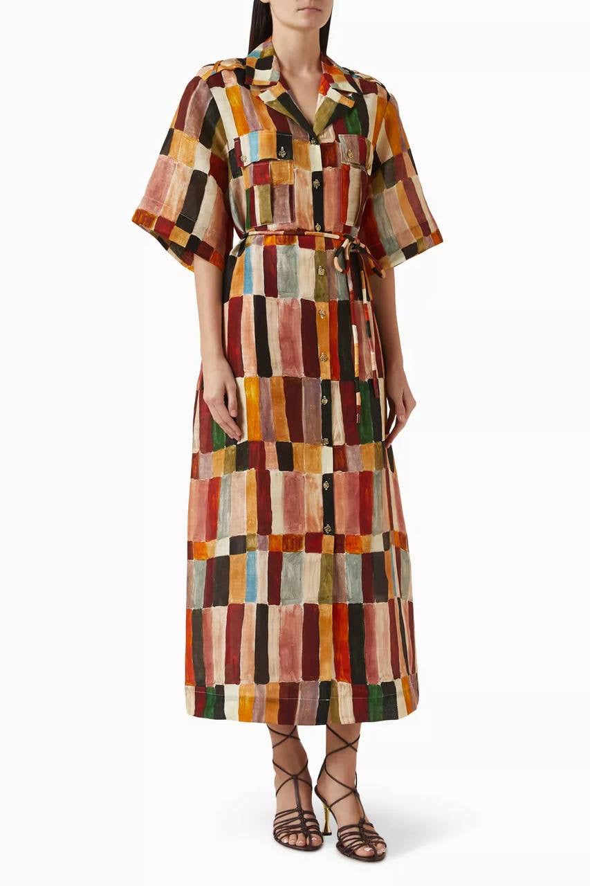 ALM Marjorelle Linen-silk Blend Shirtdress Midi Dress
