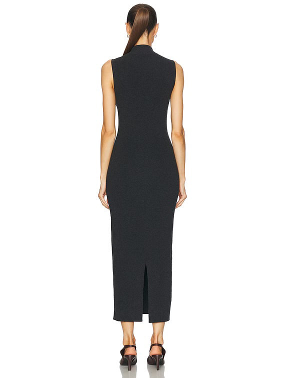 JK Celia Cotton-cashmere blend Sweater Sleeveless Midi Dress in Charcoal
