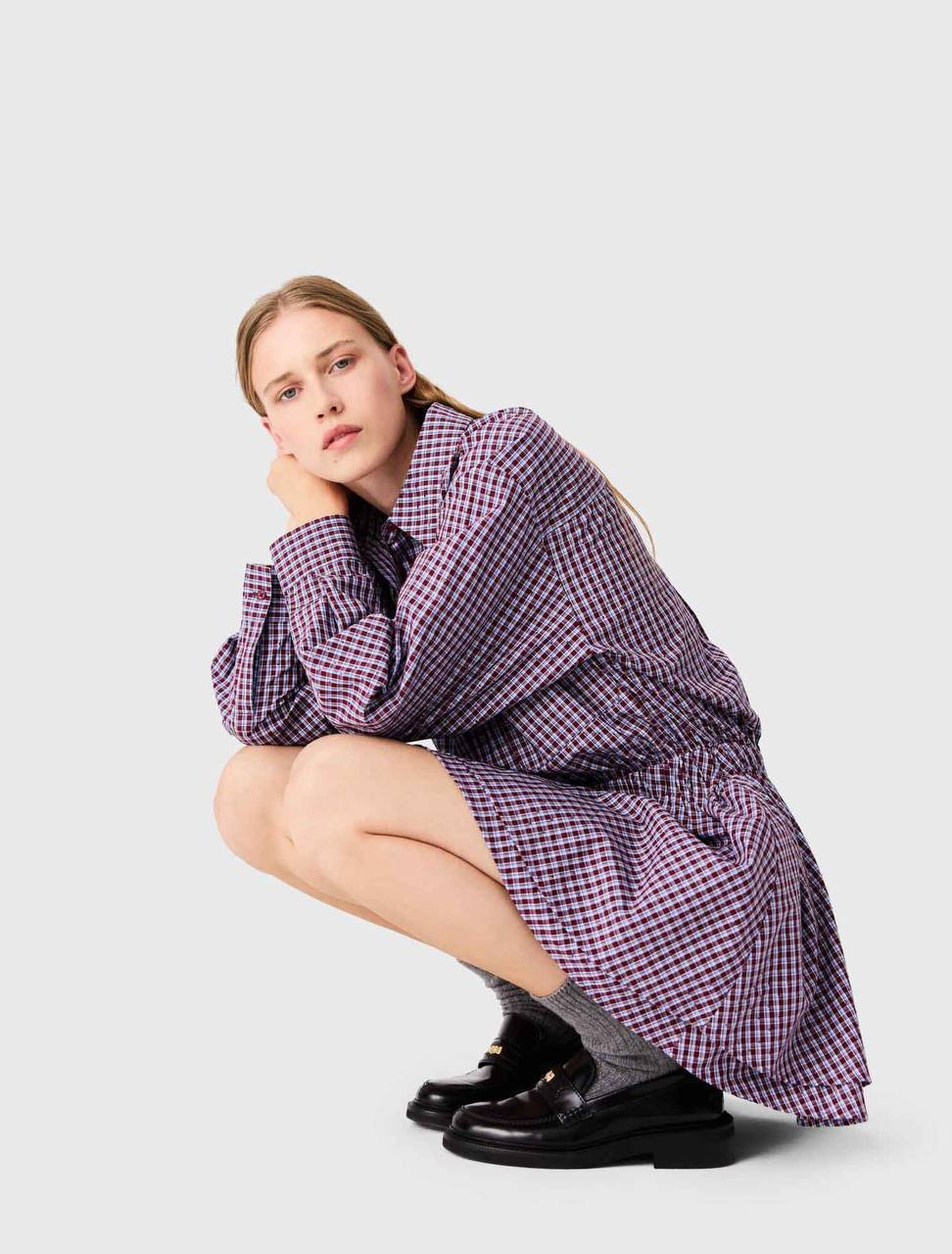 MJ: Ritilona Rhinestone Checked Mini Dress