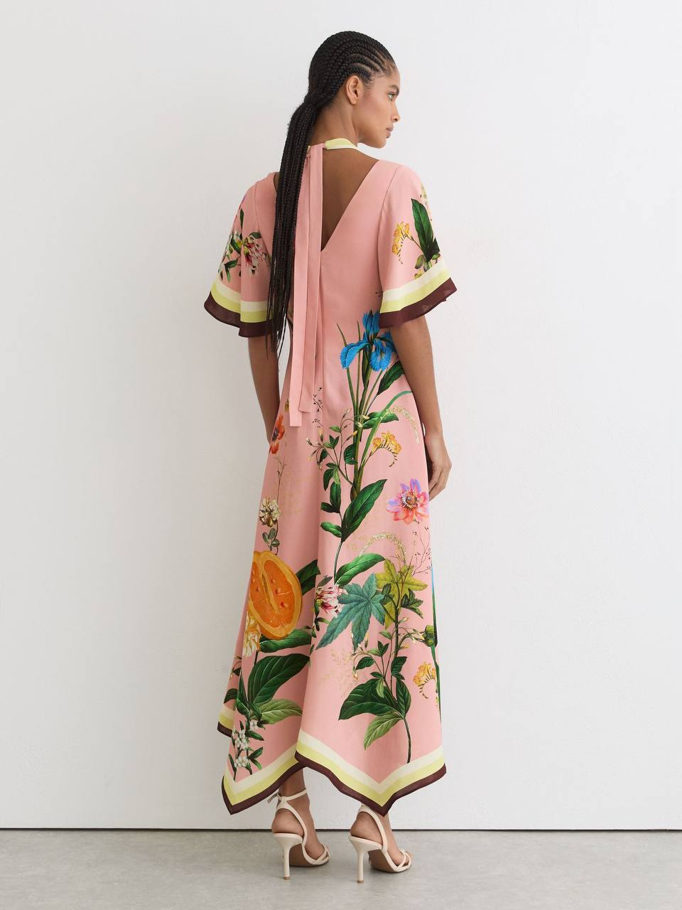 RS Flossy Floral-Print Cut-Out Midi Dress in Pink