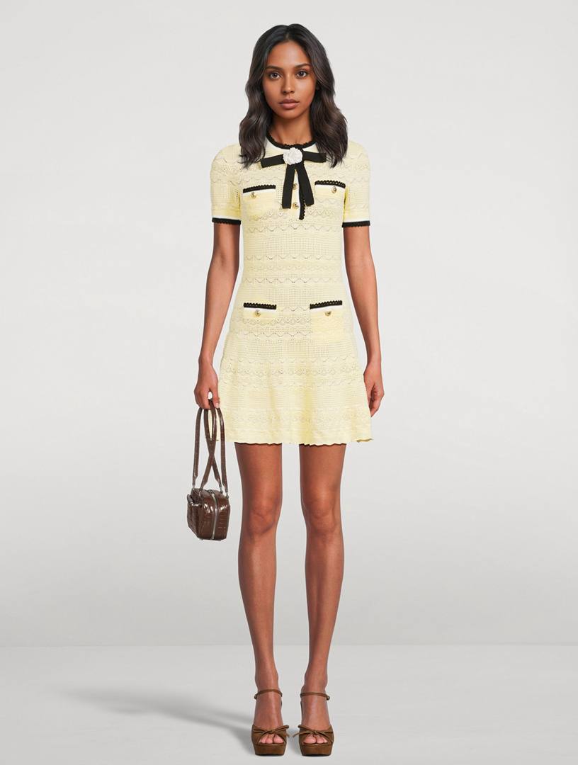 SP Yellow Pointelle Knit Mini Dress