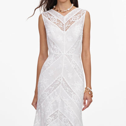SP White Ramie Sleeveless Midi Dress