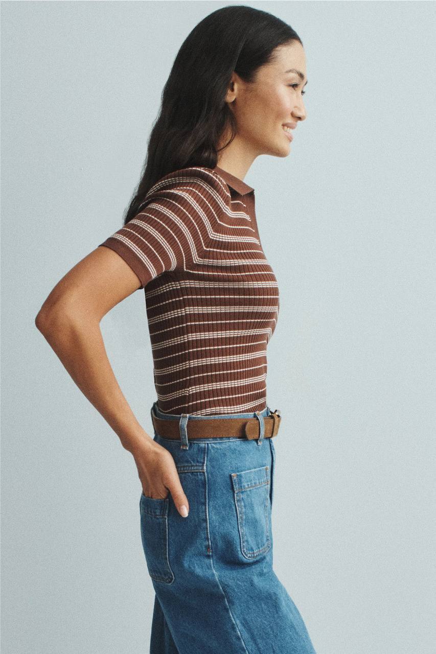 SD Striped Knit Polo Shirt