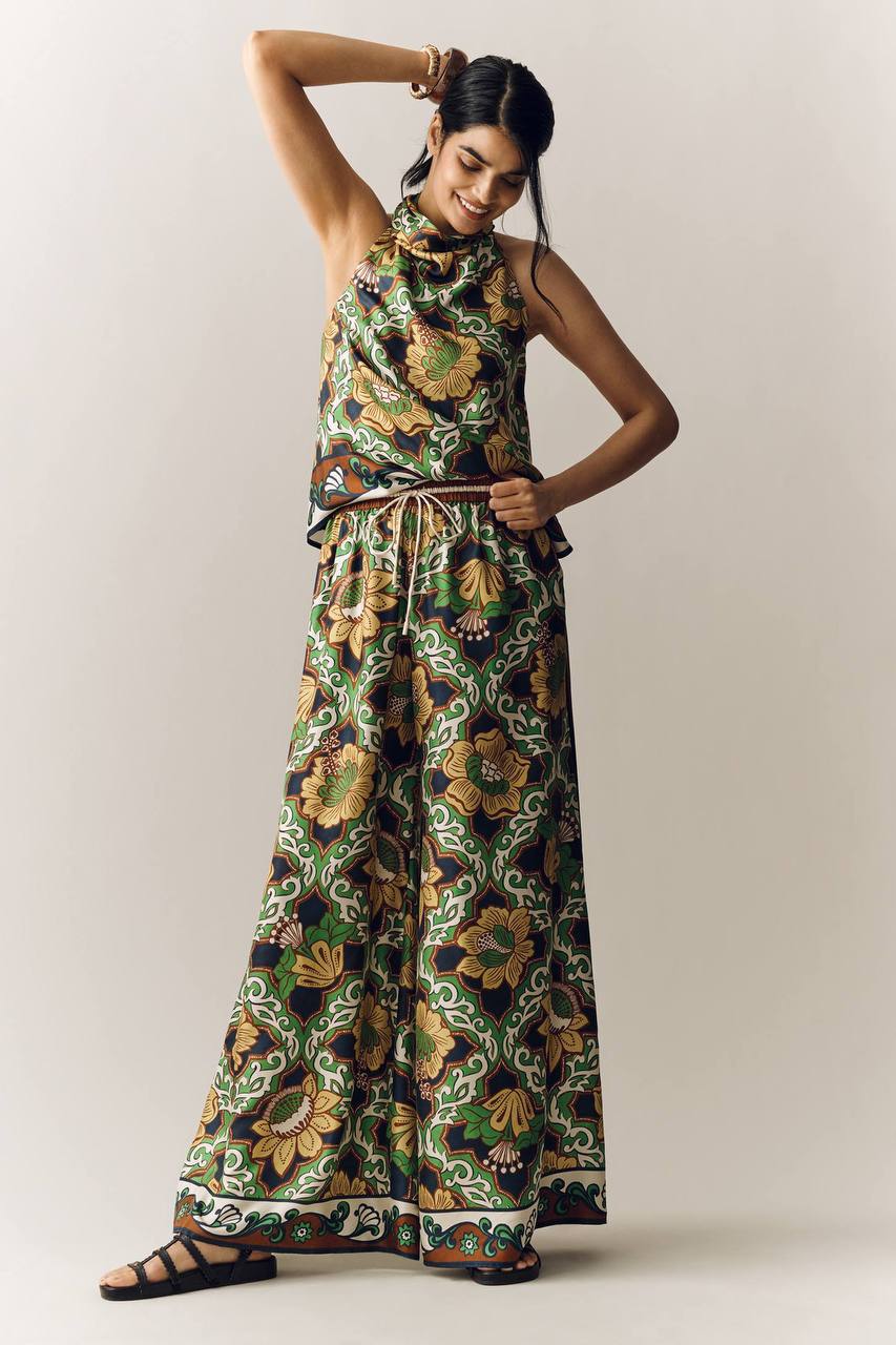 ALM Liana Silk Top Silk Palazzo Pants