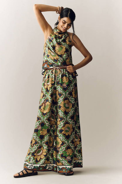 ALM Liana Silk Top Silk Palazzo Pants