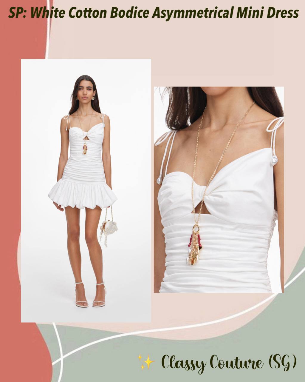 SP White Cotton Bodice Asymmetrical Mini Dress