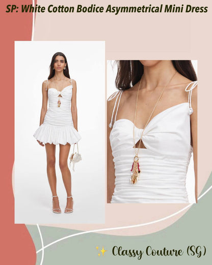 SP White Cotton Bodice Asymmetrical Mini Dress