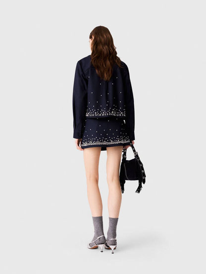 MJ Rhinestone Embellished Shirt Shorts