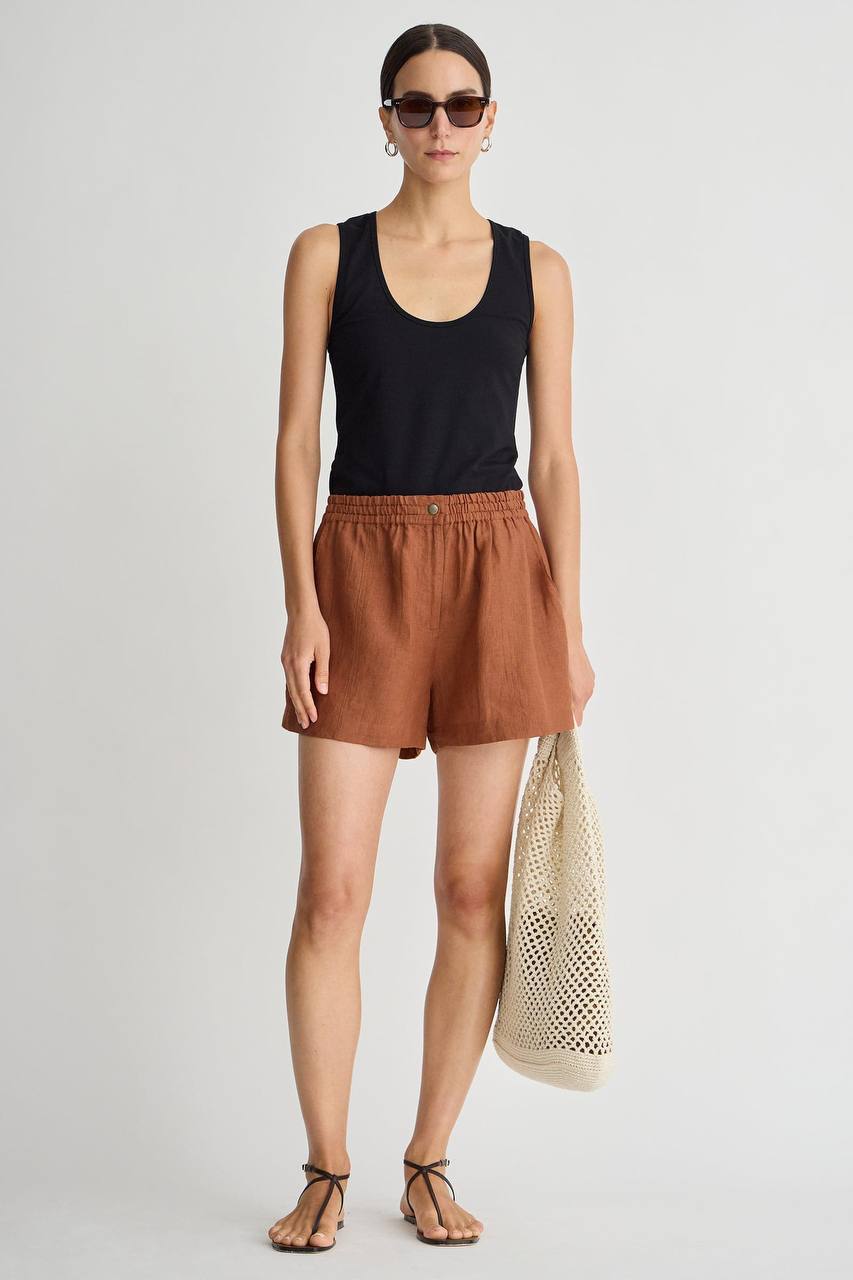 AA: Godet Linen Tank | Mar Shorts in Harissa